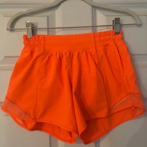 LuLulemon Hotty Hot Low Rise Line Short - 4" Tall  Highlight Orange